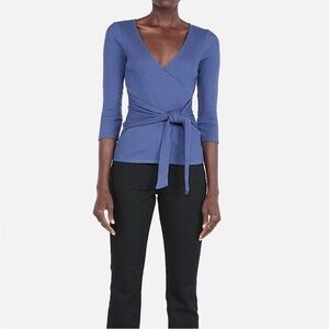 Express One Eleven Blue Wrap Top with Front Tie Detail NWT Sz Med